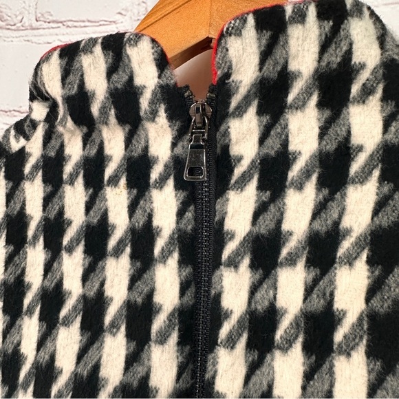 Women’s Black White Houndstooth Jacket pea coat Red fleece lining size small - Picture 3 of 15